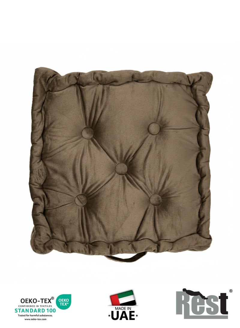 REST Box Cushion Seat Pad Premium Velvet Chair Pad Adults Chair Armchair Brown 40cm x 40cm + 8cm - Image 3